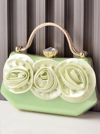 Silk Flower Fashionable Party Hand Bag With Rhinestone