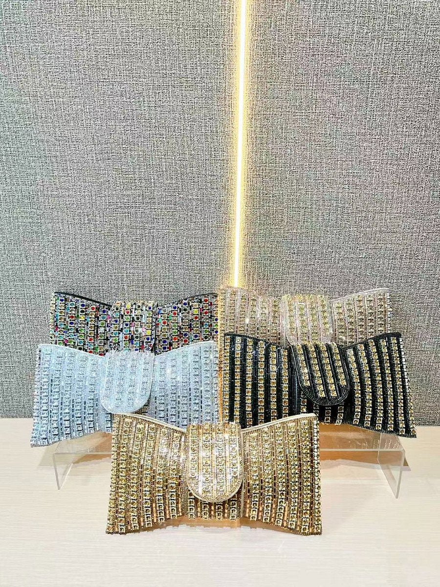 Deliacated Bow Rhinestone Sparkling Hand Bag
