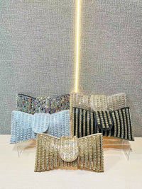 Deliacated Bow Rhinestone Sparkling Hand Bag