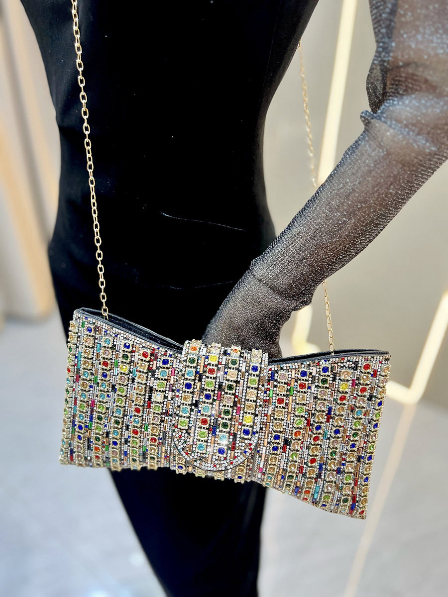 Deliacated Bow Rhinestone Sparkling Hand Bag