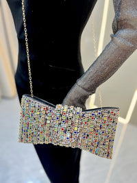 Deliacated Bow Rhinestone Sparkling Hand Bag