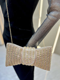 Deliacated Bow Rhinestone Sparkling Hand Bag