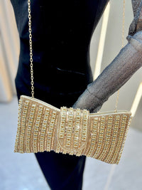 Deliacated Bow Rhinestone Sparkling Hand Bag