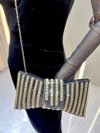 Deliacated Bow Rhinestone Sparkling Hand Bag