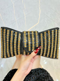 Deliacated Bow Rhinestone Sparkling Hand Bag