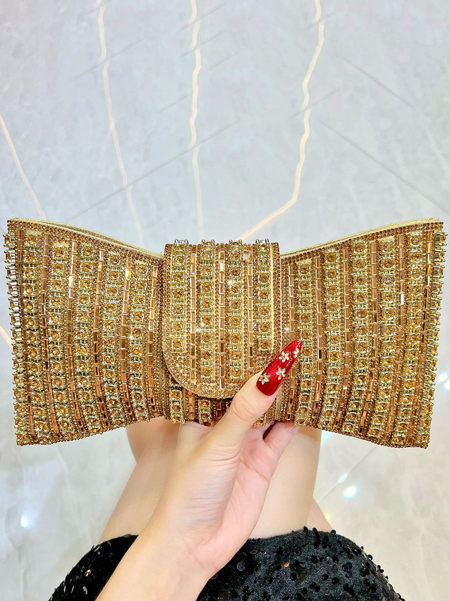 Deliacated Bow Rhinestone Sparkling Hand Bag