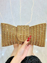 Deliacated Bow Rhinestone Sparkling Hand Bag