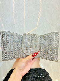 Deliacated Bow Rhinestone Sparkling Hand Bag