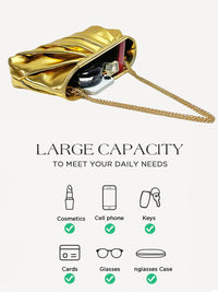 Sparkling Ruched PU Evening Hand Bag with Chain