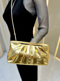Sparkling Ruched PU Evening Hand Bag with Chain