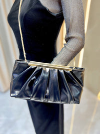 Sparkling Ruched PU Evening Hand Bag with Chain