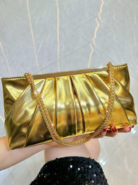 Sparkling Ruched PU Evening Hand Bag with Chain