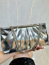 Sparkling Ruched PU Evening Hand Bag with Chain