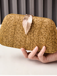 Women's Chic Sparkling Hand Bag with Leaf