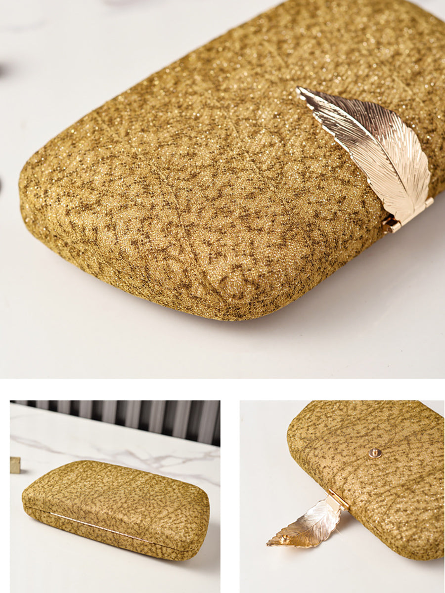 Women's Chic Sparkling Hand Bag with Leaf