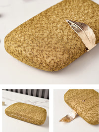 Women's Chic Sparkling Hand Bag with Leaf