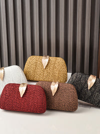 Women's Chic Sparkling Hand Bag with Leaf