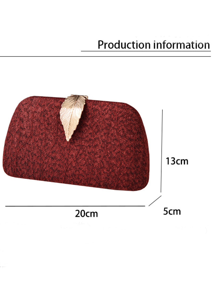 Women's Chic Sparkling Hand Bag with Leaf