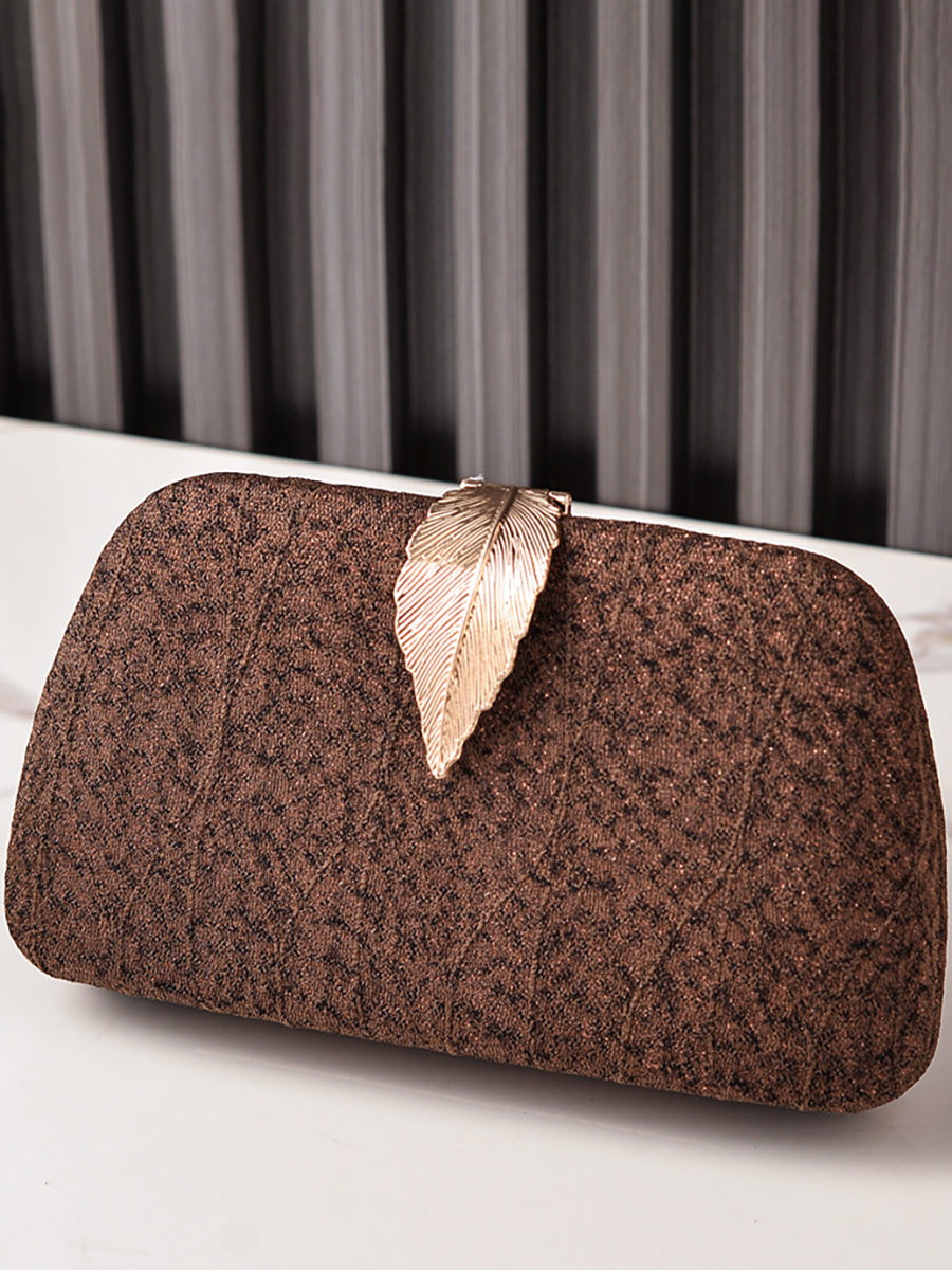 Women's Chic Sparkling Hand Bag with Leaf