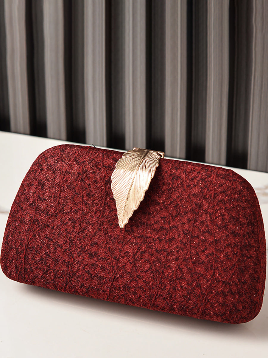 Women's Chic Sparkling Hand Bag with Leaf
