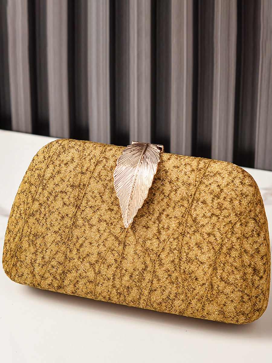 Women's Chic Sparkling Hand Bag with Leaf