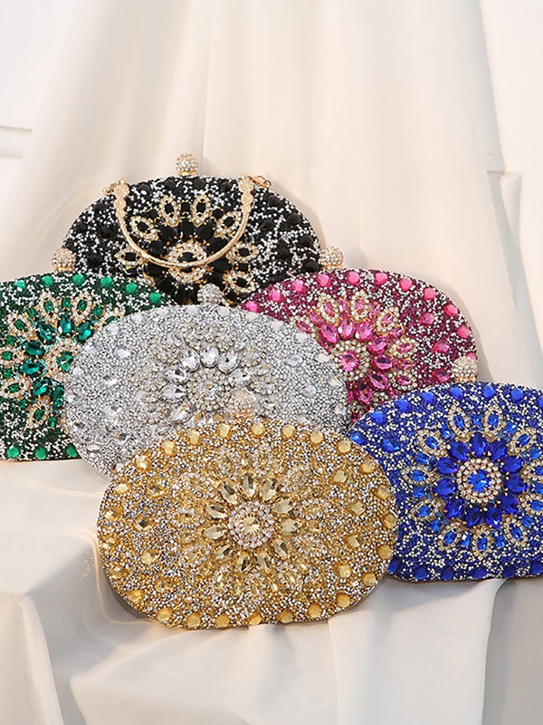 Women's Luxurious Rhinestone Elegant Oval Hand Bag