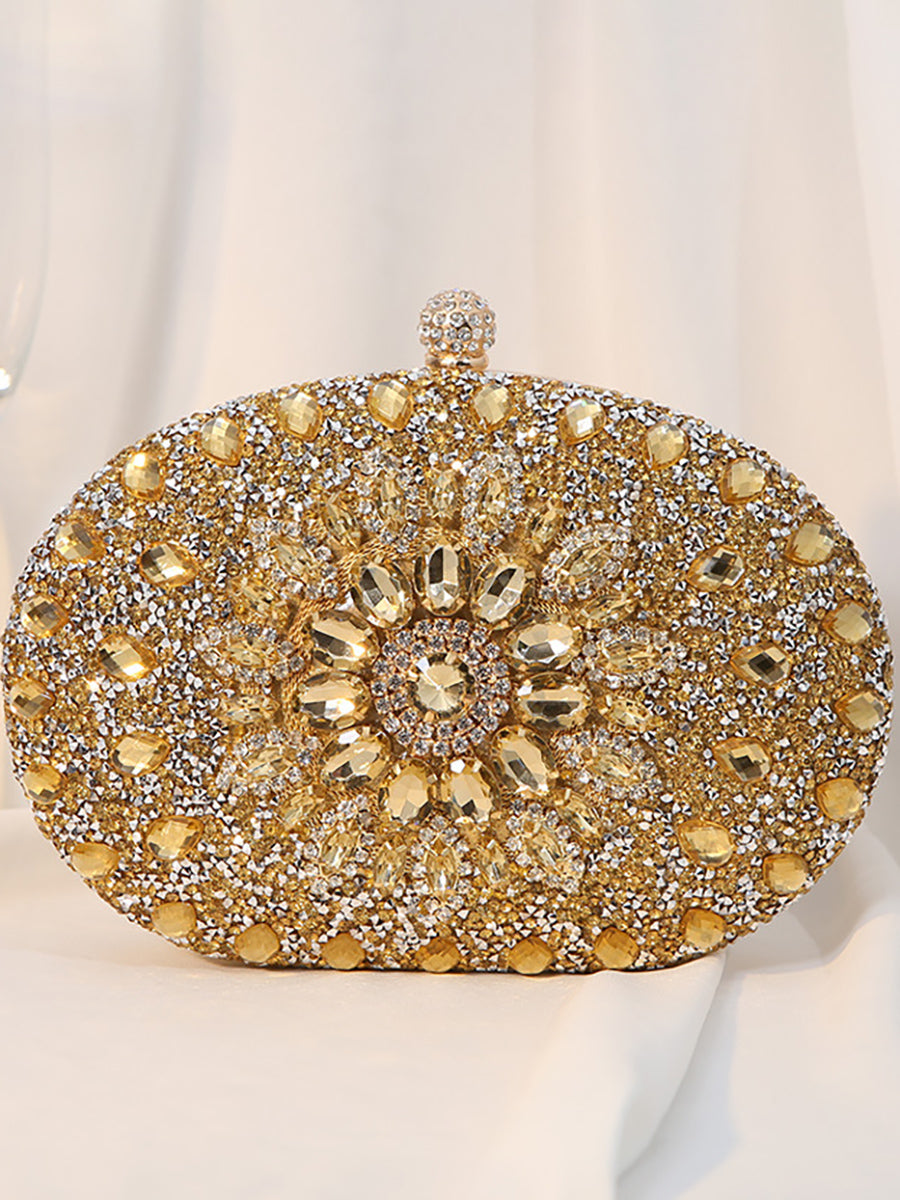 Women's Luxurious Rhinestone Elegant Oval Hand Bag