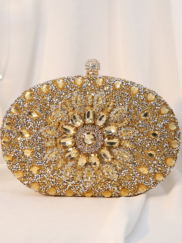 Women's Luxurious Rhinestone Elegant Oval Hand Bag