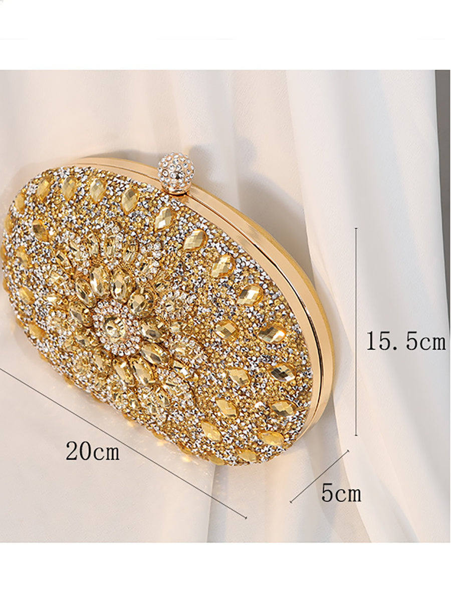 Women's Luxurious Rhinestone Elegant Oval Hand Bag