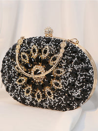 Women's Luxurious Rhinestone Elegant Oval Hand Bag