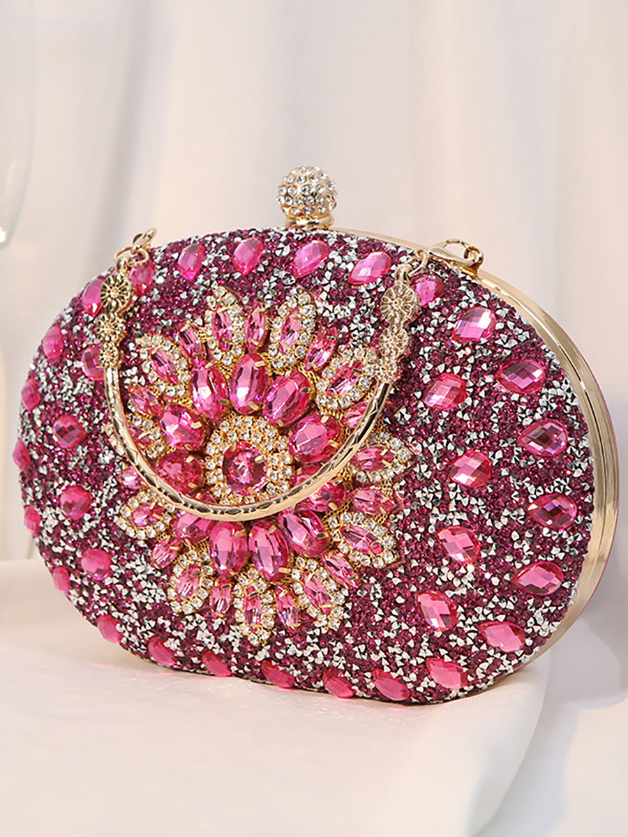 Women's Luxurious Rhinestone Elegant Oval Hand Bag