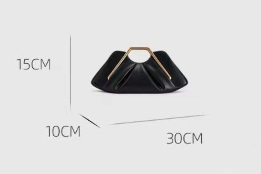 Metallic Pleated Frame Top Handle Clutch Bag Luxury Evening Party Handbag