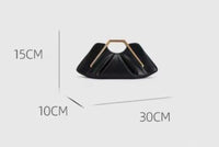 Metallic Pleated Frame Top Handle Clutch Bag Luxury Evening Party Handbag