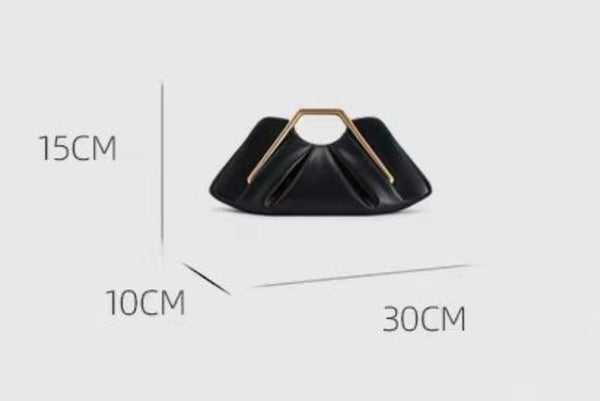 Metallic Pleated Frame Top Handle Clutch Bag Luxury Evening Party Handbag