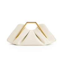 Metallic Pleated Frame Top Handle Clutch Bag Luxury Evening Party Handbag