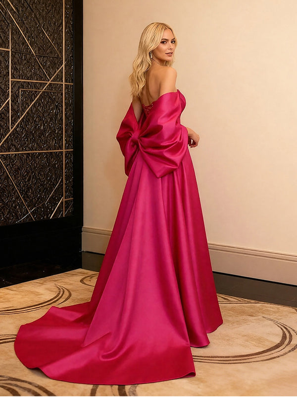 Women's Simple Satin Bow Shawl Wrap