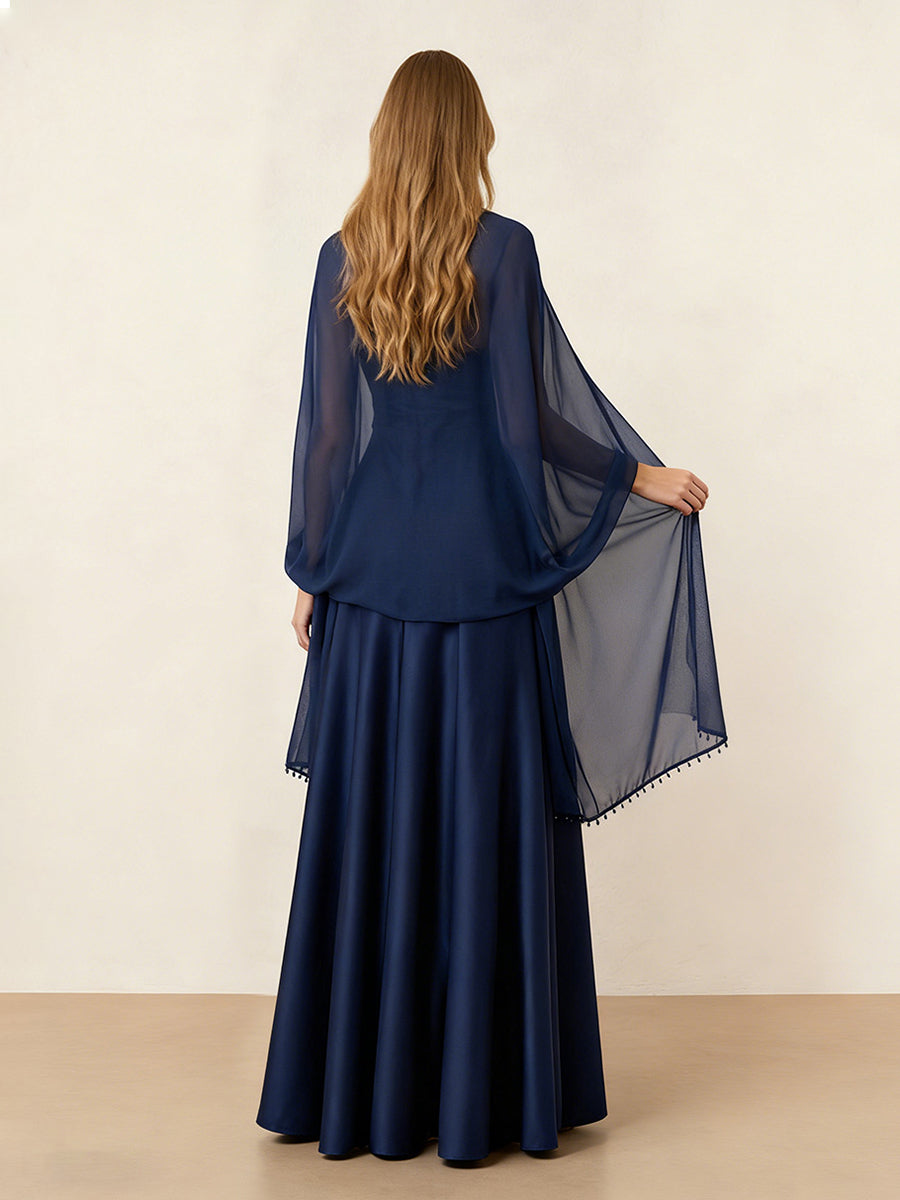 Women's Chiffon Pull Through Shawl Wrap with Beadings