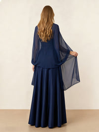 Women's Chiffon Pull Through Shawl Wrap with Beadings