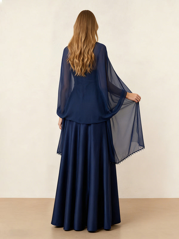 Women's Chiffon Pull Through Shawl Wrap with Beadings