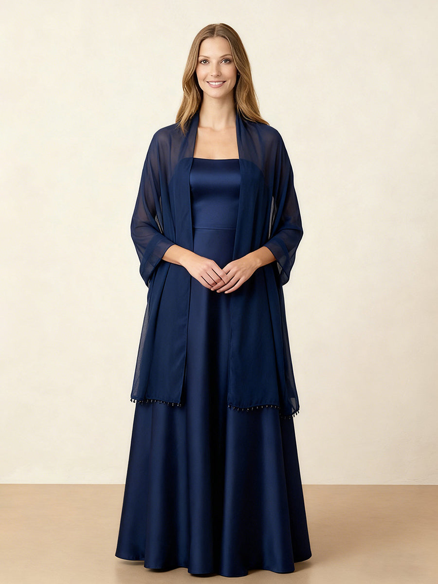 Women's Chiffon Pull Through Shawl Wrap with Beadings