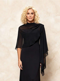 Women's Chiffon Wrap Cape with Ruffles