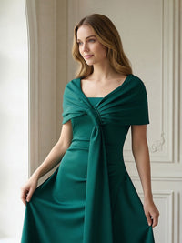 Women's Satin Ruched Party Shawl Cape