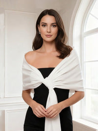 Solid Colored Ruched Party Shawl Cape for Women