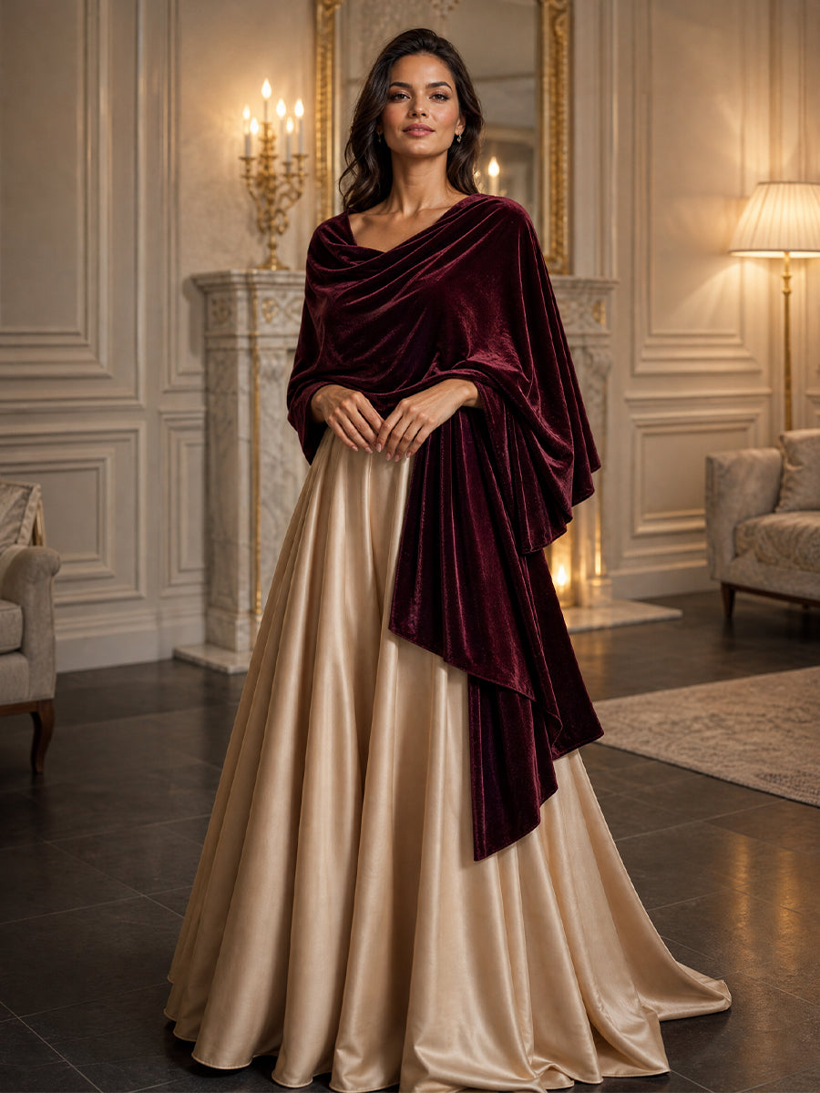 Women's Simple Velvet Shawl, Formal Evening Wrap for Wedding Party