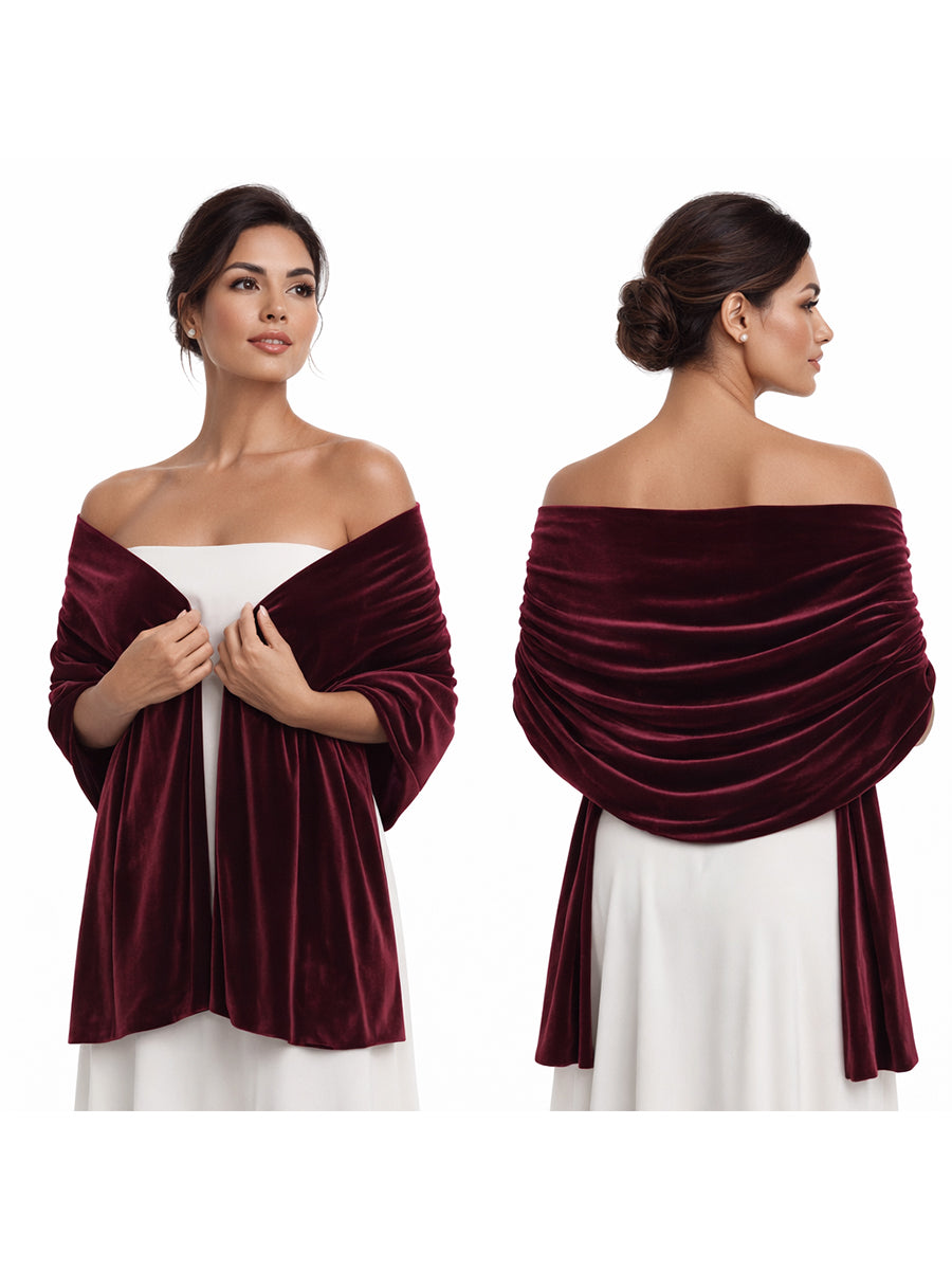 Women's Simple Velvet Shawl, Formal Evening Wrap for Wedding Party
