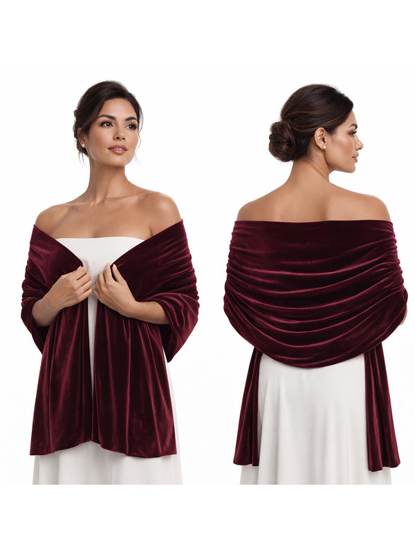 Women's Simple Velvet Shawl, Formal Evening Wrap for Wedding Party