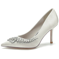 Women's Closed Toe High Heel Wedding Party Shoes with Rhinestones