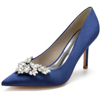 Floral Rhinestone Closed Toe High Heel Wedding Party Shoes for Women