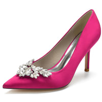 Floral Rhinestone Closed Toe High Heel Wedding Party Shoes for Women