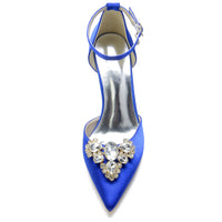 Delicated Rhinestone Closed Toe High Heel Wedding Party Shoes with Buckle